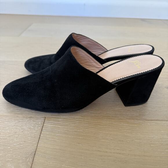 J Crew Black Suede Block Heeled Mules Women's Size 10 Shoes - Picture 3 of 9